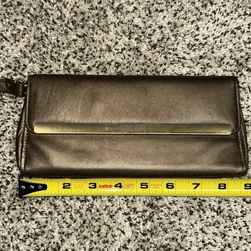 KENNETH COLE Reaction Antique Gold Leather Wristlet